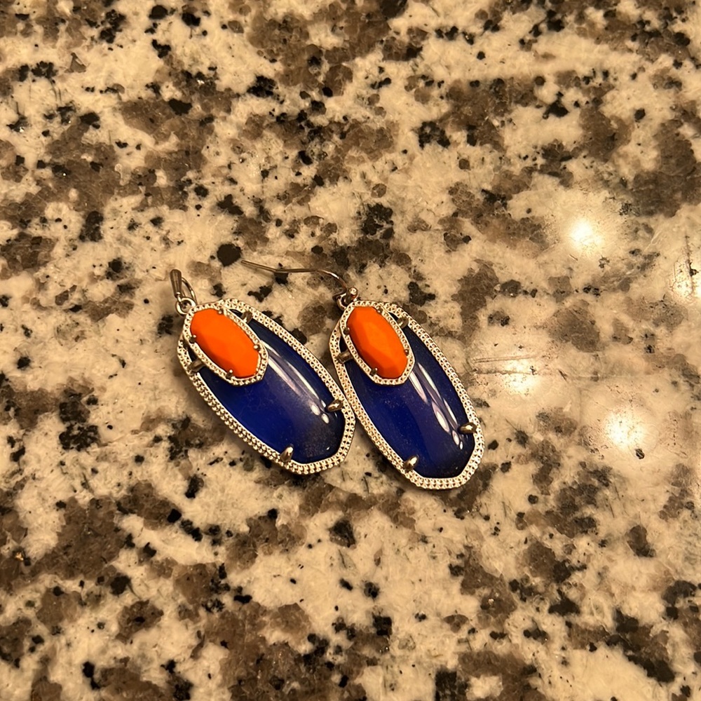 kendra scott blue and orange dangle earrings